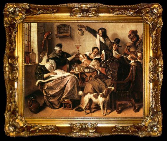 framed  Jan Steen As the Old Sing.So Twitter the Young, ta009-2